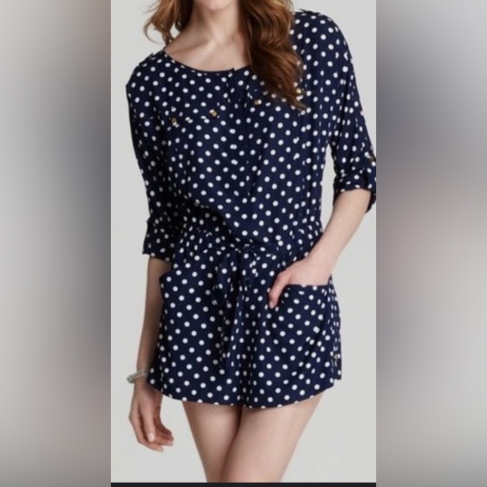 Vince Camuto Dark Blue Polka Dot Romper